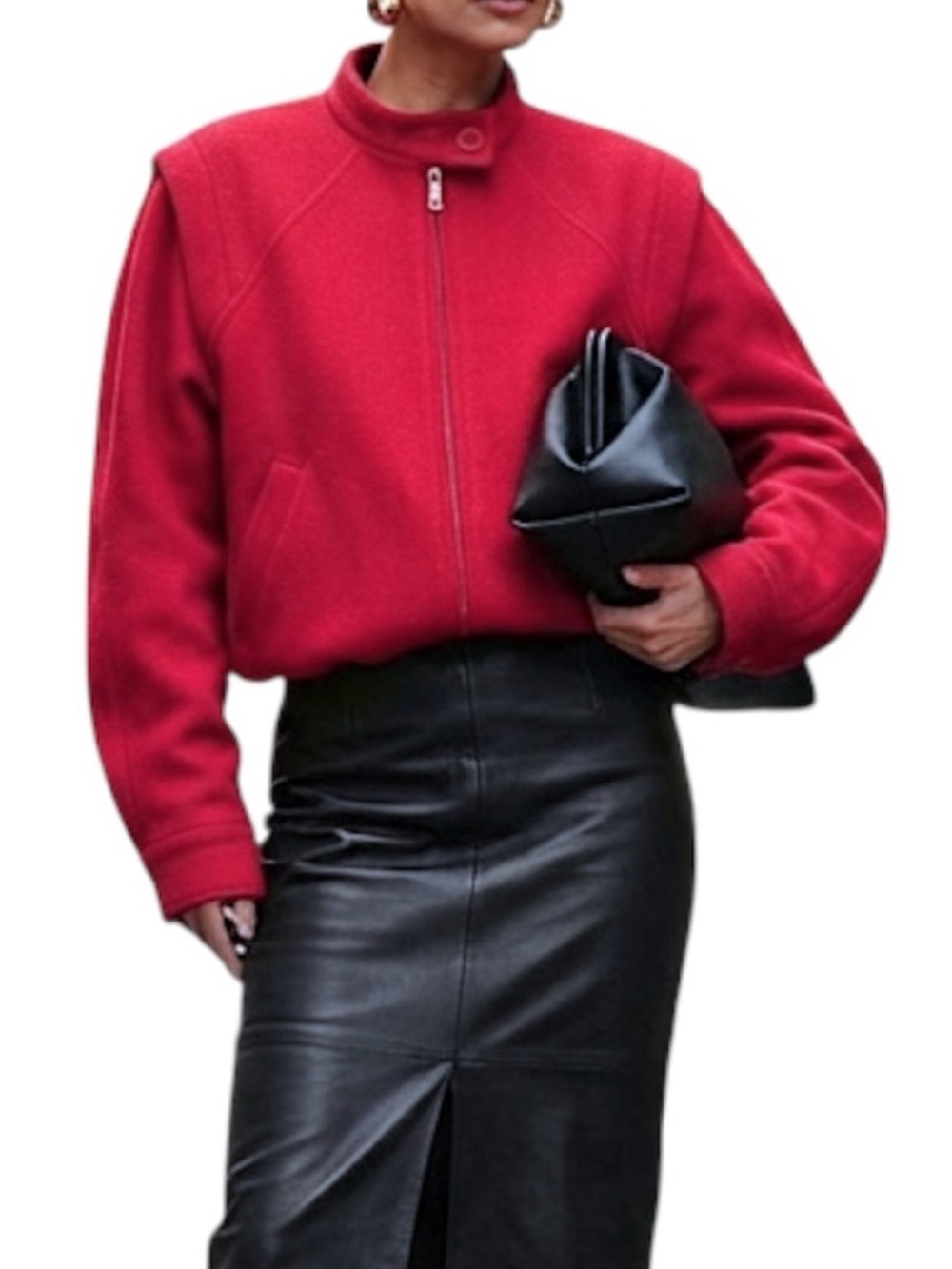 Vintage 70s Sportswear by Louben Montreal red zip up felt moto bomber jacket 13